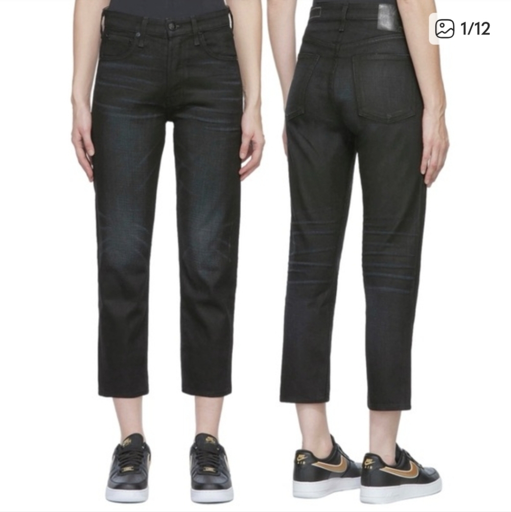 rag‎ & bone Maya High Rise Ankle Slim Black Women Pants Sz24 Organic Cotton